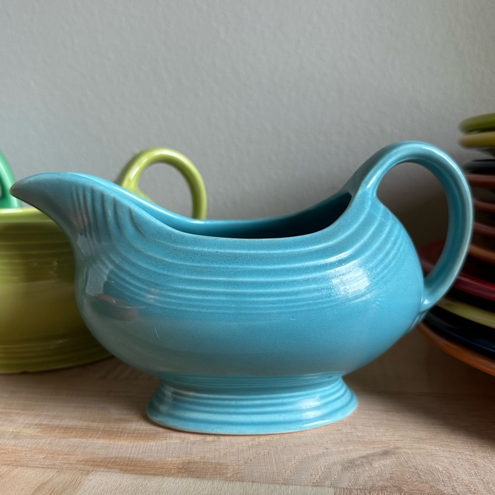 Vintage fiestaware turquoise gravy boat